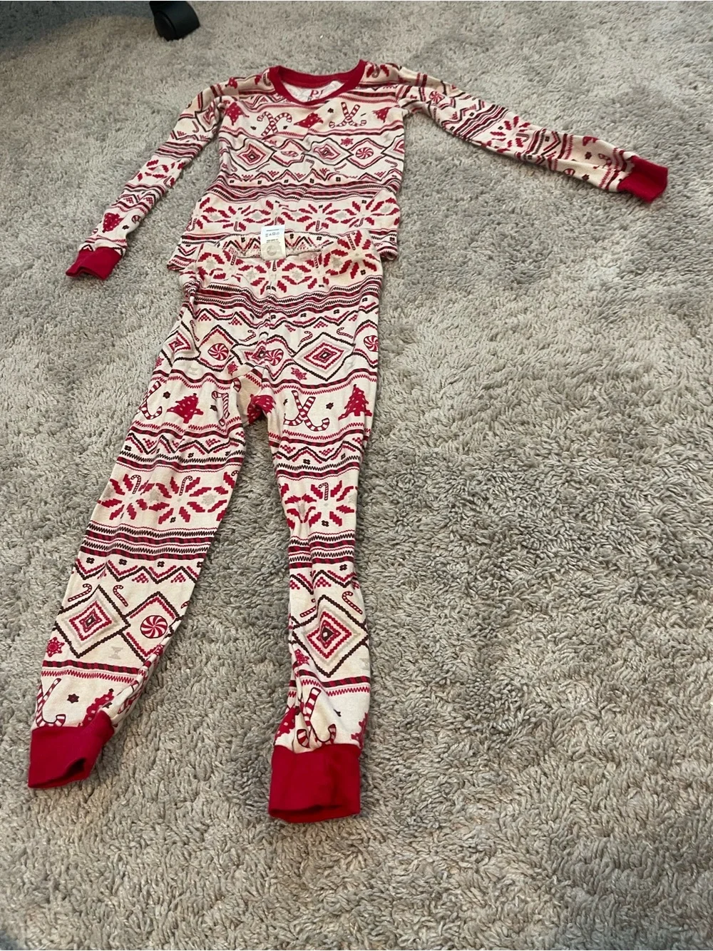 Place Red & Cream Fair Isle Kids Pajama Leggings